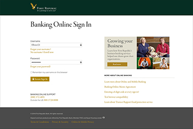 banking online sign in