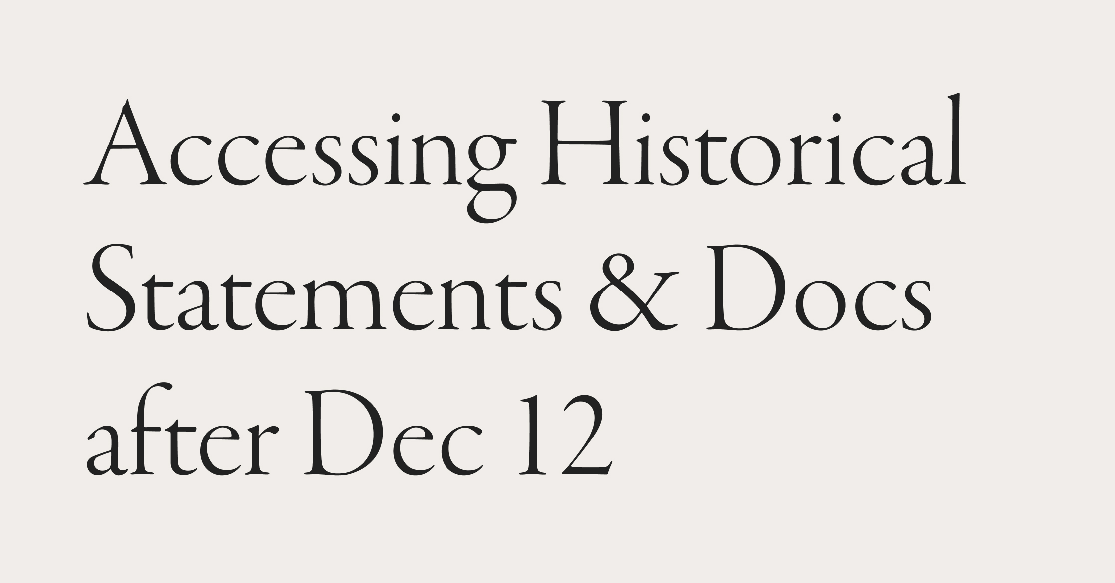 Historical Statements